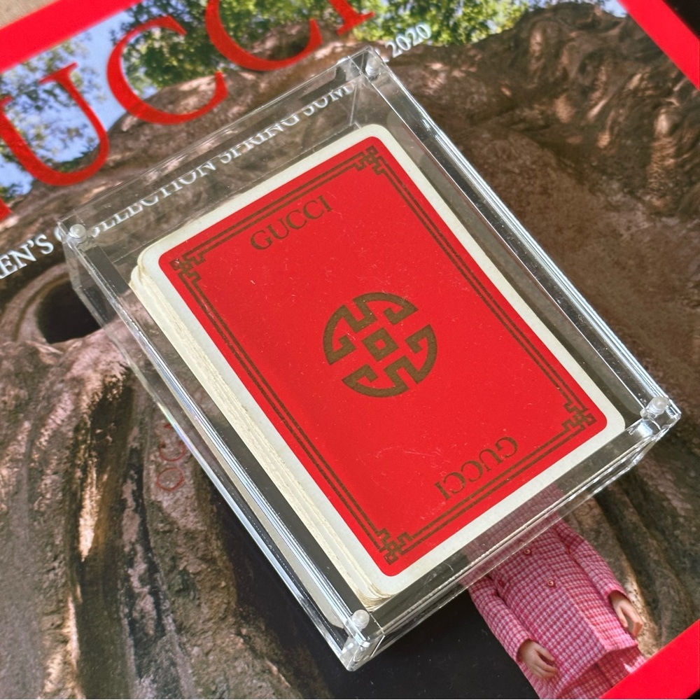 Vintage Gucci playing cards w/ acrylic case (partial deck)